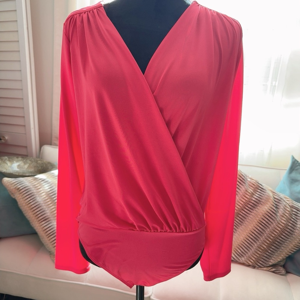 Elegant Red Wrap Top